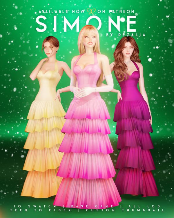 Mix SIMONE DRESS by simsfinds - The Sims 4 Custom Content