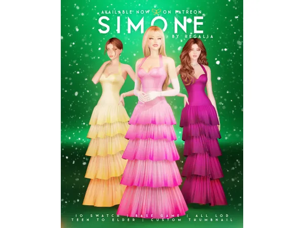 Mix SIMONE DRESS by simsregalia - The Sims 4 Custom Content