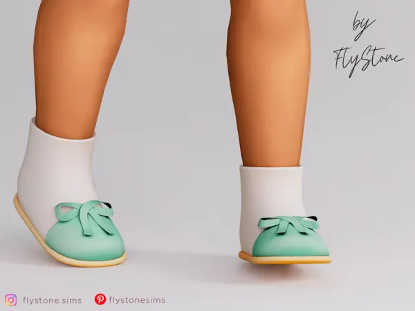 Maxis Match Toddler Leather TwoTone Boots With A Bow by FlyStone - The Sims 4 Custom Content