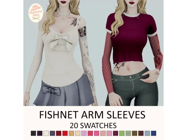 Alpha Fishnet Arm Sleeves by Guemara - The Sims 4 Custom Content