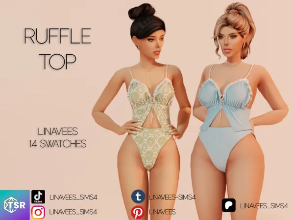 Alpha KALANI RUFFLE TOP by linavees - The Sims 4 Custom Content