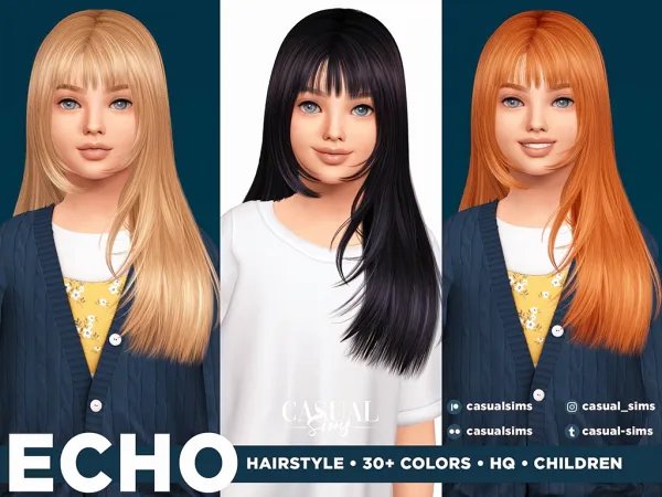 Alpha Echo Hairstyle Right Children - The Sims 4 Custom Content