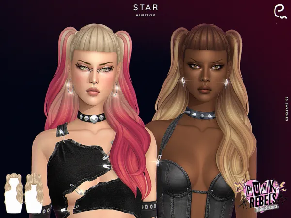 Maxis Match Punk Rebels Star Hairstyle by Enriques4 - The Sims 4 Custom Content