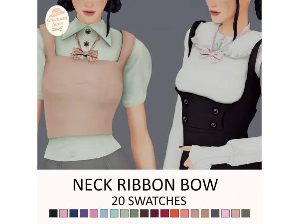 Maxis Match Neck Ribbon Bow by guemarasims - The Sims 4 Custom Content