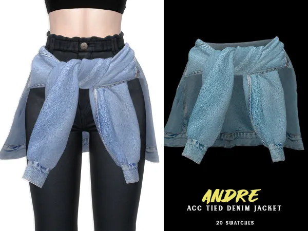 Alpha Andre ACC Tied Denim Jacket - The Sims 4 Custom Content