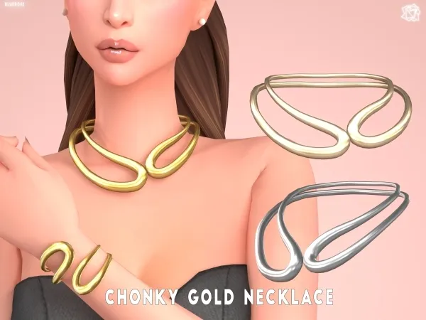 Chonkygold Necklace Bluerose - The Sims 4 Custom Content