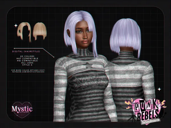 Alpha Digital (Hairstyle) Style C by Mystic Studios - The Sims 4 Custom Content