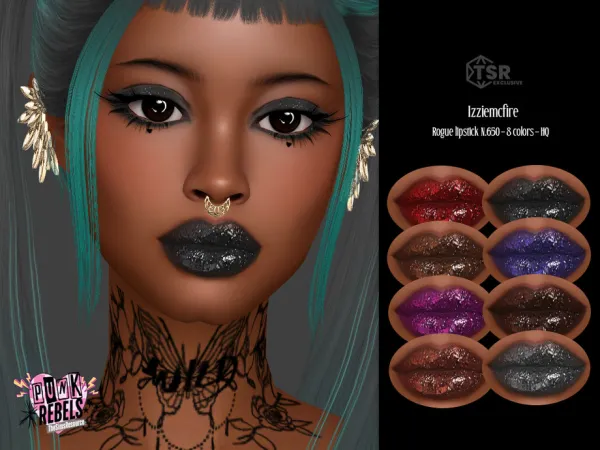 Alpha IMF Rogue Lipstick N650 PUNK REBELS by IzzieMcFire - The Sims 4 Custom Content