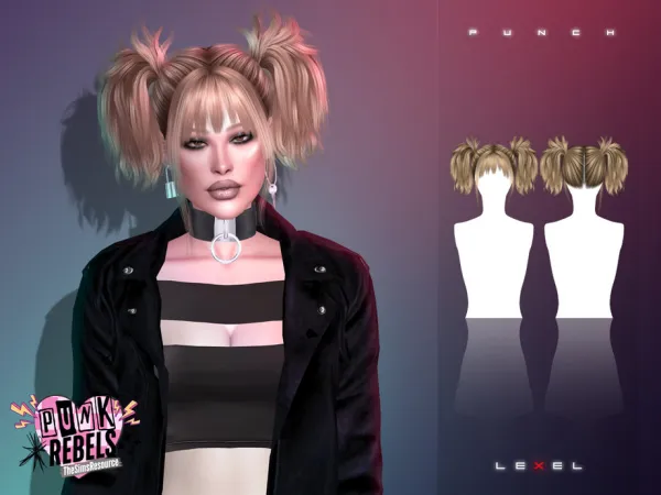 Alpha LEXEL Punch adult hairstyle - The Sims 4 Custom Content