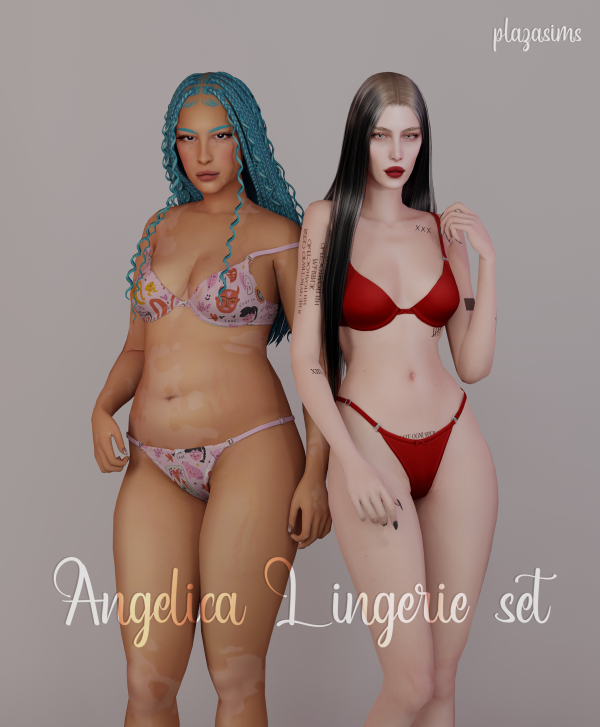 Alpha Angelica Lingerie set by simsfinds - The Sims 4 Custom Content