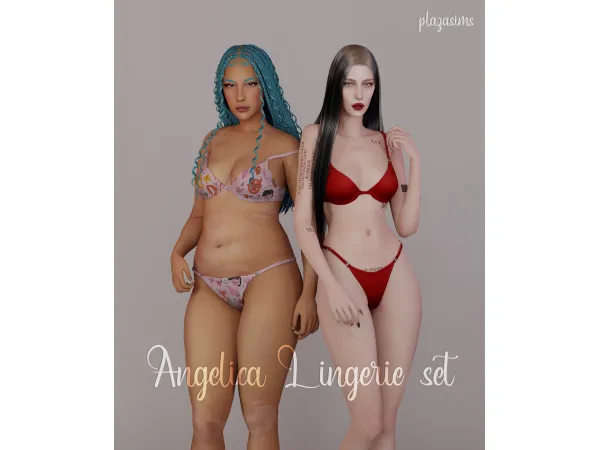Alpha Angelica Lingerie set by plazasims - The Sims 4 Custom Content
