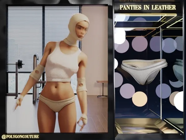 Alpha Panties in Leather by polygoncouture - The Sims 4 custom content