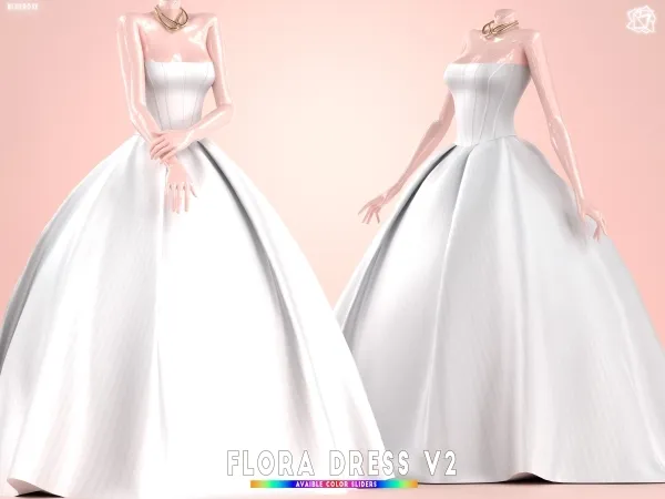 Mix Wedding Dress Flora v2 Bluerosesims - The Sims 4 Custom Content