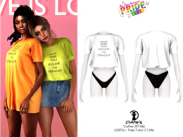 Alpha PRIDE2025 Clothes SET486 LGBTQ Pride T shirt C1596 - The Sims 4 Custom Content