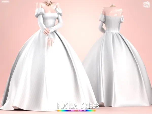 Mix Wedding Dress Flora Bluerosesims - The Sims 4 Custom Content