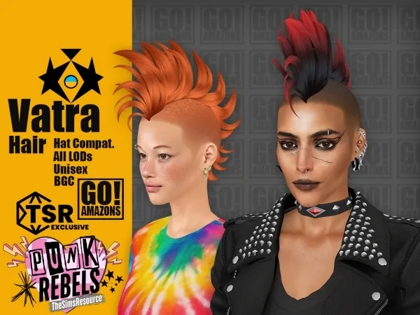 Maxis Match Vatra Hair (Punk Rebels) - The Sims 4 Custom Content