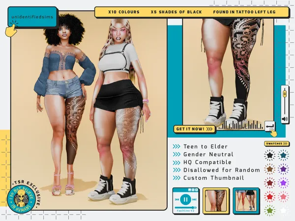 Mix Faultline V2 Tattoo - The Sims 4 Custom Content