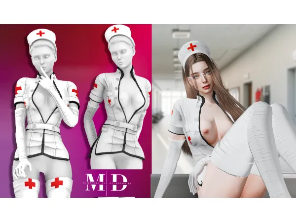 Alpha Valentina nurse set by mydarling20 - The Sims 4 Custom Content