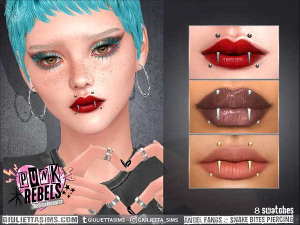 Alpha Punk Rebels Angel Fangs And Snake Bites Piercing - The Sims 4 Custom Content