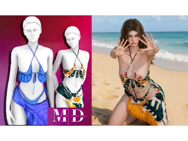 Alpha Coral Chic Sexy Swimsuit - The Sims 4 Custom Content