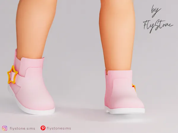 Maxis Match Toddler Leather Boots With Star Buckles by FlyStone - The Sims 4 Custom Content