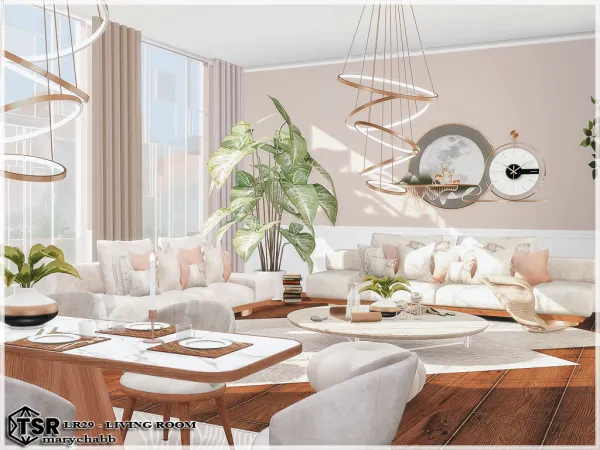 Alpha LR29 Living Room with Dining area - The Sims 4 Custom Content