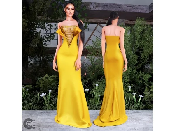 Alpha V Neck Lace Bodice Gown cool_content_star - The Sims 4 Custom Content