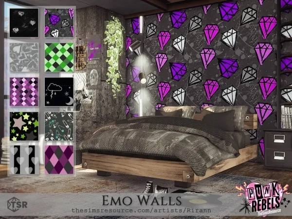 Mix Punk Rebels Emo Walls - The Sims 4 Custom Content