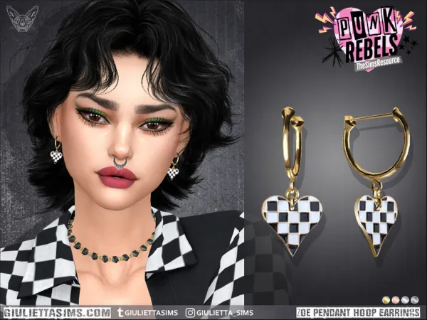 Alpha Punk Rebels Zoe Pendant Hoop Earrings - The Sims 4 Custom Content