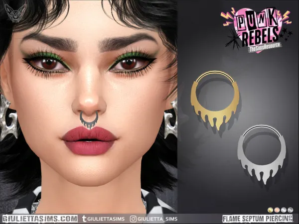 Alpha Punk Rebels Flame Septum Piercing - The Sims 4 Custom Content
