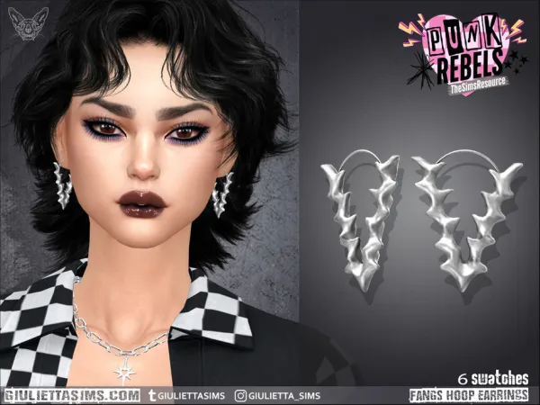 Alpha Punk Rebels Fangs Hoop Earrings - The Sims 4 Custom Content