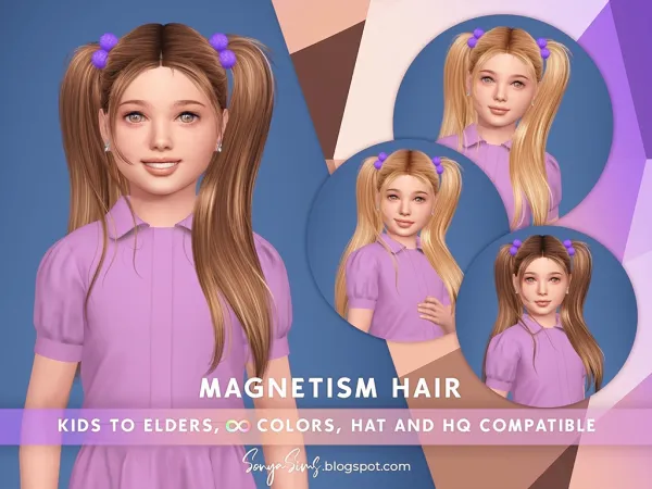 Alpha MAGNETISM HAIR KIDS - The Sims 4 Custom Content