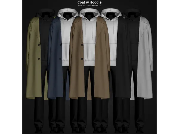 Alpha Coat w Hoodie by gorillax3 - The Sims 4 Custom Content