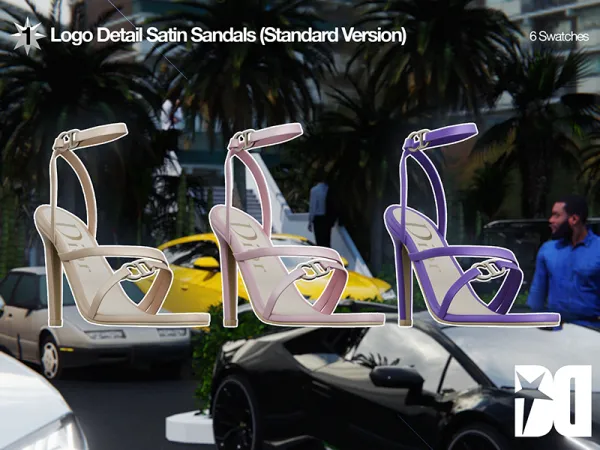 Alpha Logo Detail Satin Sandals (Standard Version) - The Sims 4 Custom Content