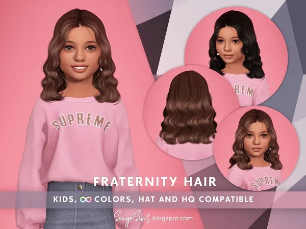 Alpha FRATERNITY HAIR KIDS - The Sims 4 Custom Content