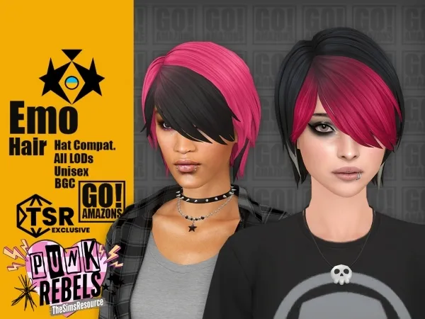 Maxis Match Emo Hair (Punk Rebels) - The Sims 4 Custom Content