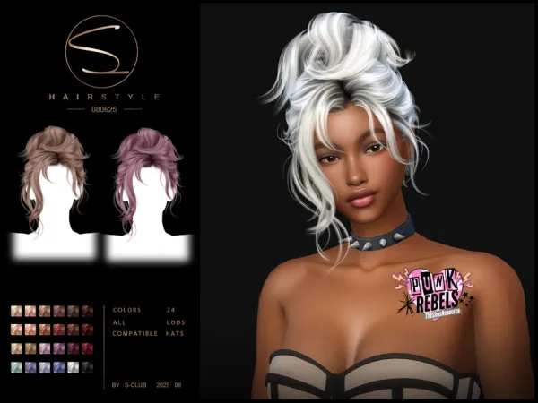 Alpha S Club 080625 updo hairstyle - The Sims 4 Custom Content
