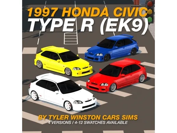 Alpha Tyler Winston Cars 1997 Honda Civic Type R (EK9) - The Sims 4 Custom Content