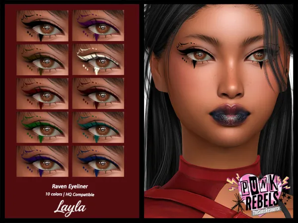 Alpha Punk Rebels Raven Eyeliner by layla - The Sims 4 Custom Content