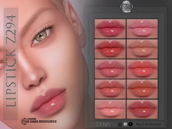 Alpha LIPSTICK Z294 by ZENX - The Sims 4 Custom Content