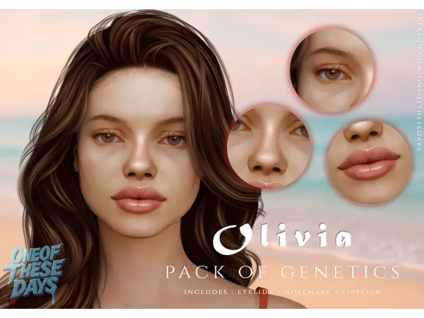 Alpha Olivia GENETICS EYELIDS NOSEMASK LIPSTICK - The Sims 4 Custom Content
