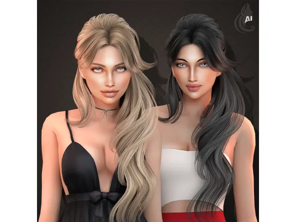 Alpha SERANA SKYSIMS REMASTERED HAIRSTYLE by AURUM - The Sims 4 Custom Content