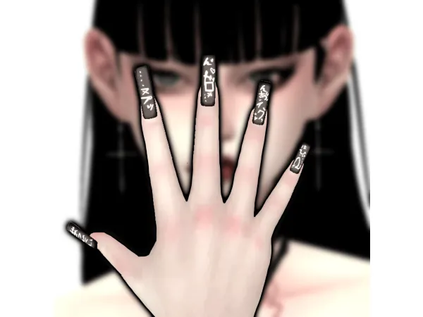 Alpha M Nail 3type 4color by ddm0009 - The Sims 4 Custom Content