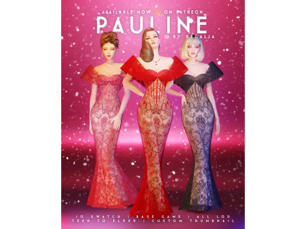 Mix PAULINE DRESS by simsregalia - The Sims 4 Custom Content
