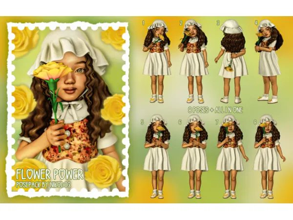 Mix Posepack Flower Powe by nikod03 - The Sims 4 Custom Content