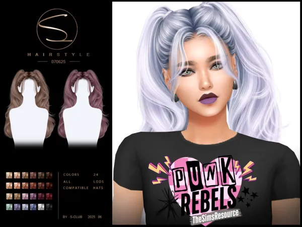 Alpha S Club_070625_double wavy ponytail hairstyle - The Sims 4 Custom Content