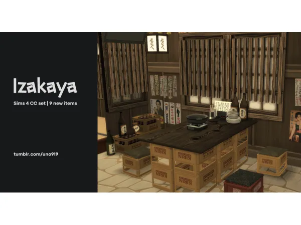 Alpha Izakaya Set by uno - The Sims 4 Custom Content