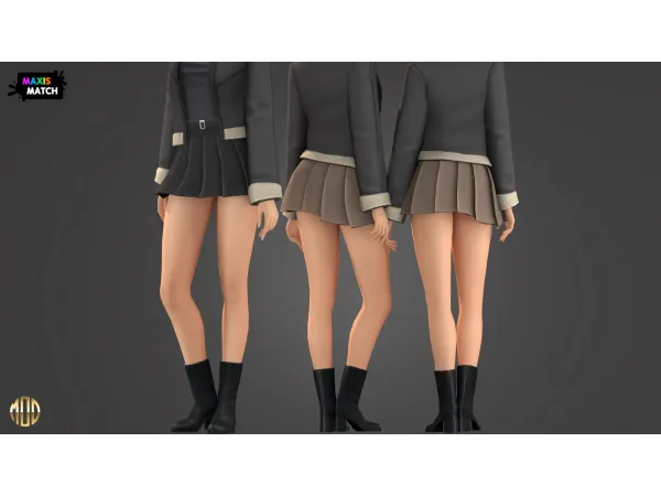 Maxis Match Tasha set Pleat Skirt by Modco Studios - The Sims 4 Custom Content