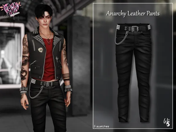 Alpha Anarchy Leather Pants (men) - The Sims 4 Custom Content