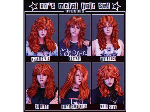 Maxis Match 80s metal hair set by demonyo - The Sims 4 Custom Content